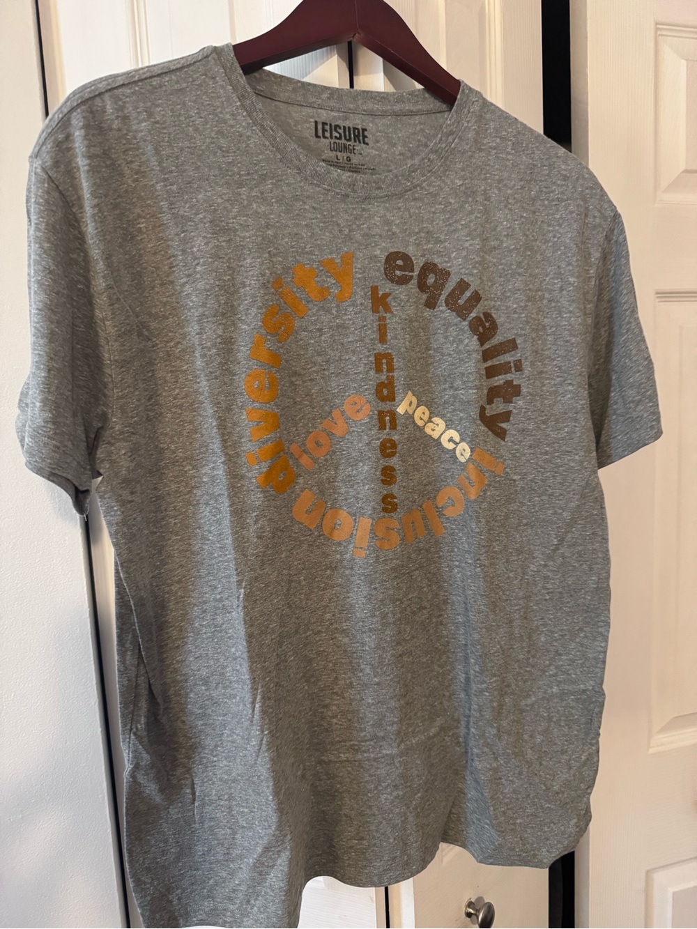 Men's Gray Short Sleeve Graphic Tee - Peace & Kindness